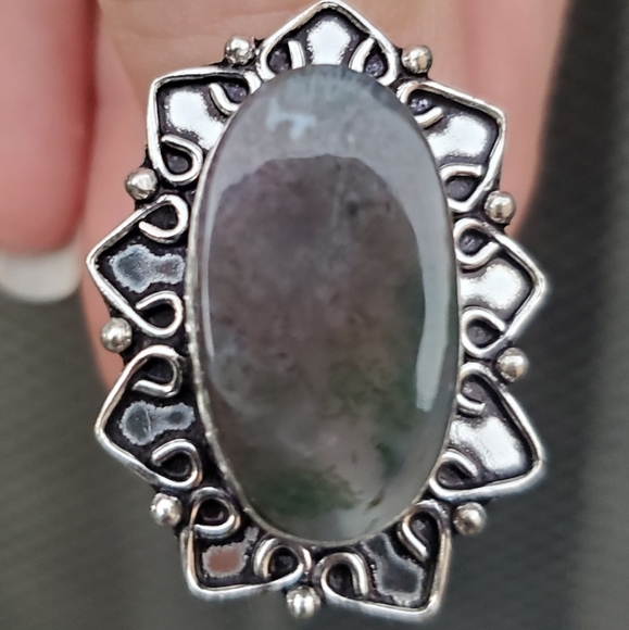 New Moss Agate 925 Silver Ring. - Picture 3 of 12